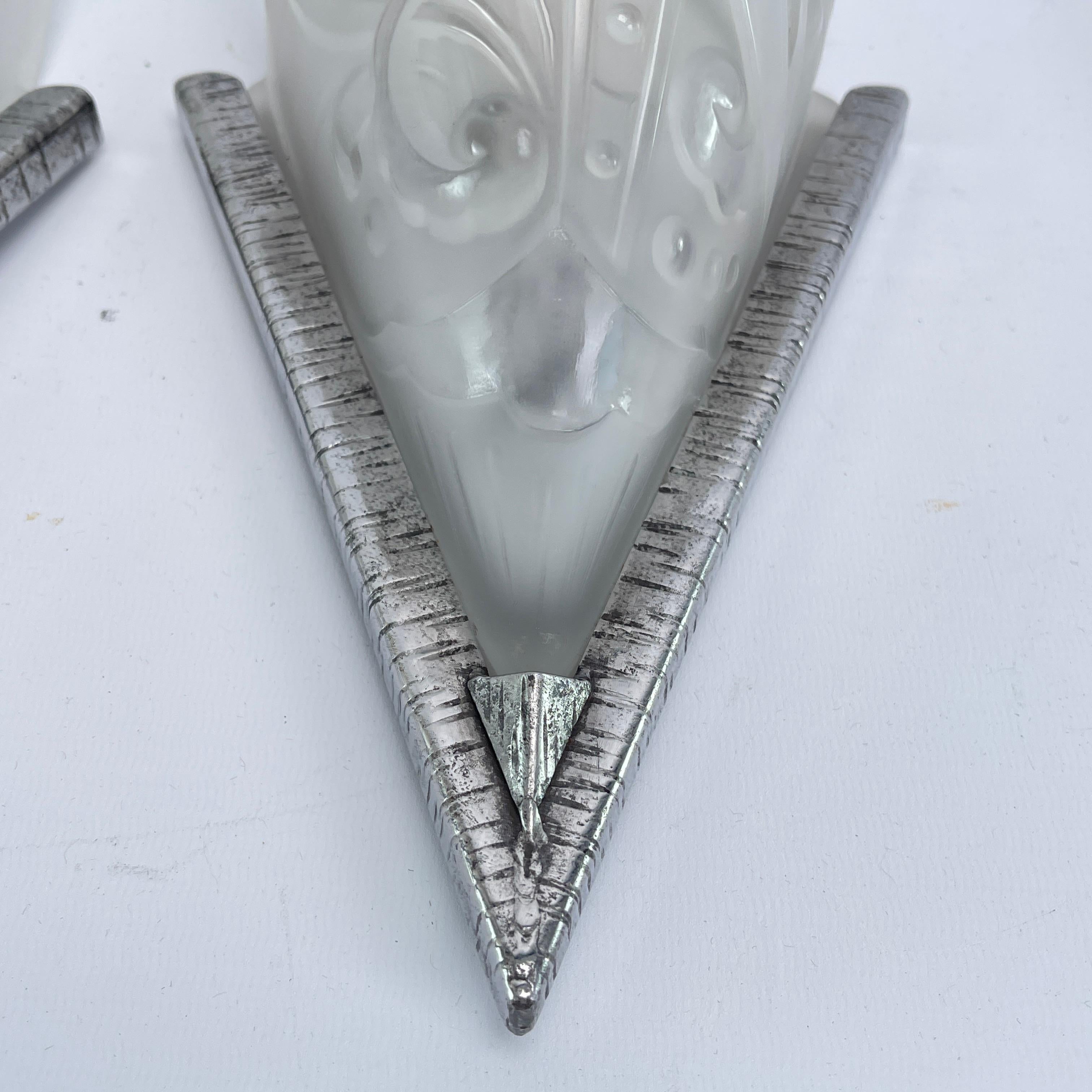 Pareja de apliques ART DECO lámpara de apliques, años 30 Vidrio en venta