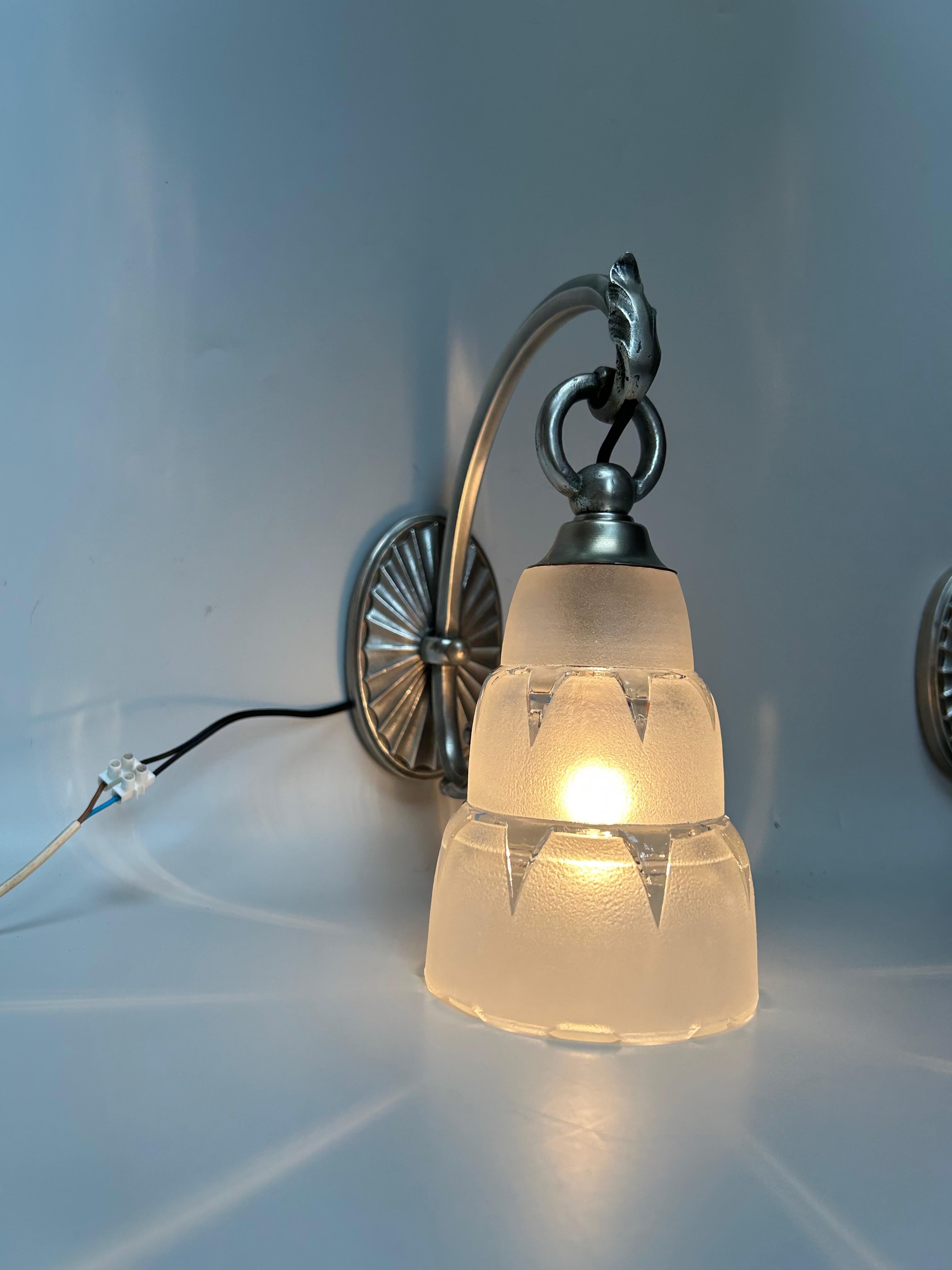 Paire d'appliques Wall&Deco circa 1940 en vente 5