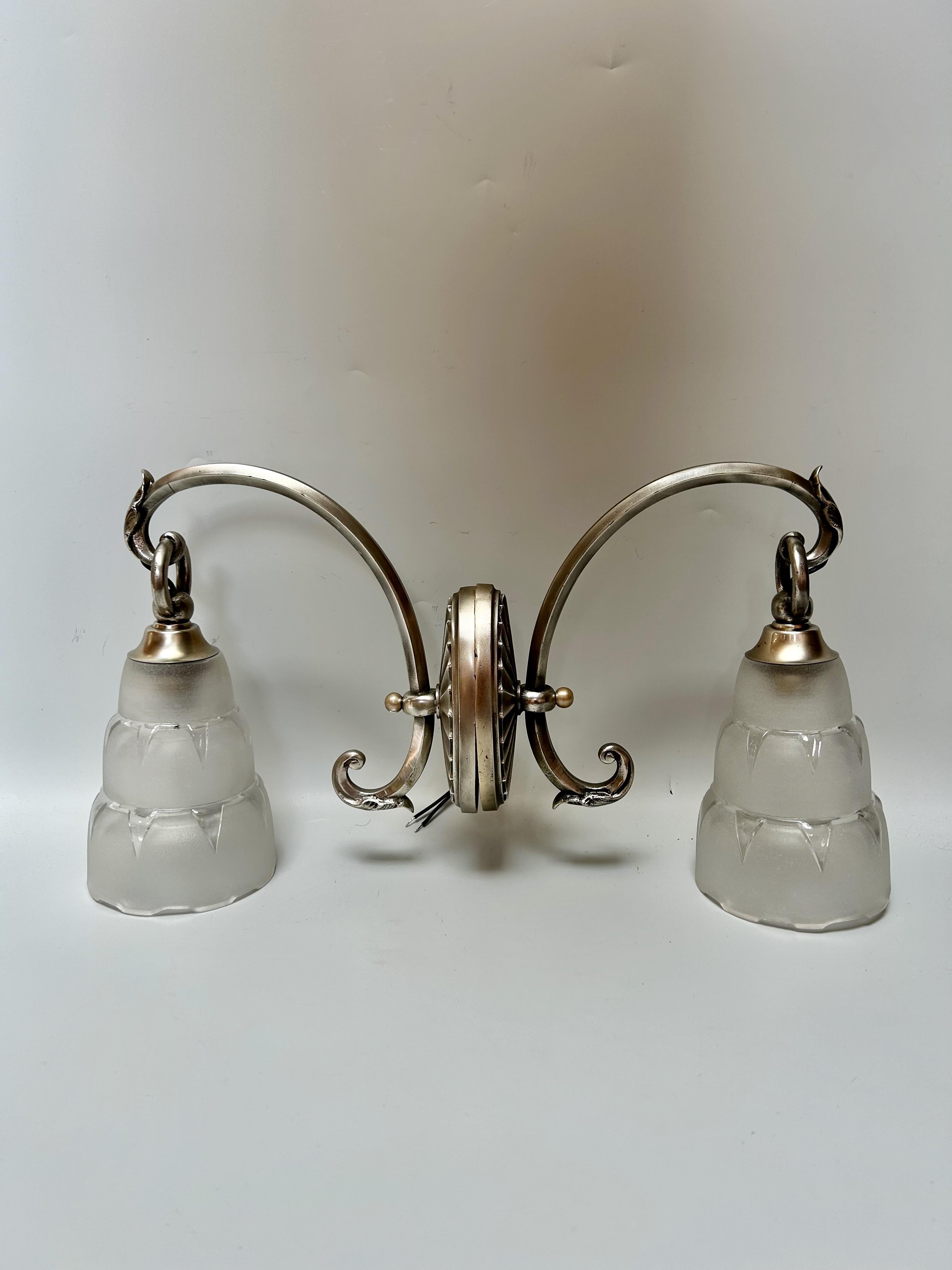 Paire d'appliques Wall&Deco circa 1940 en vente 7