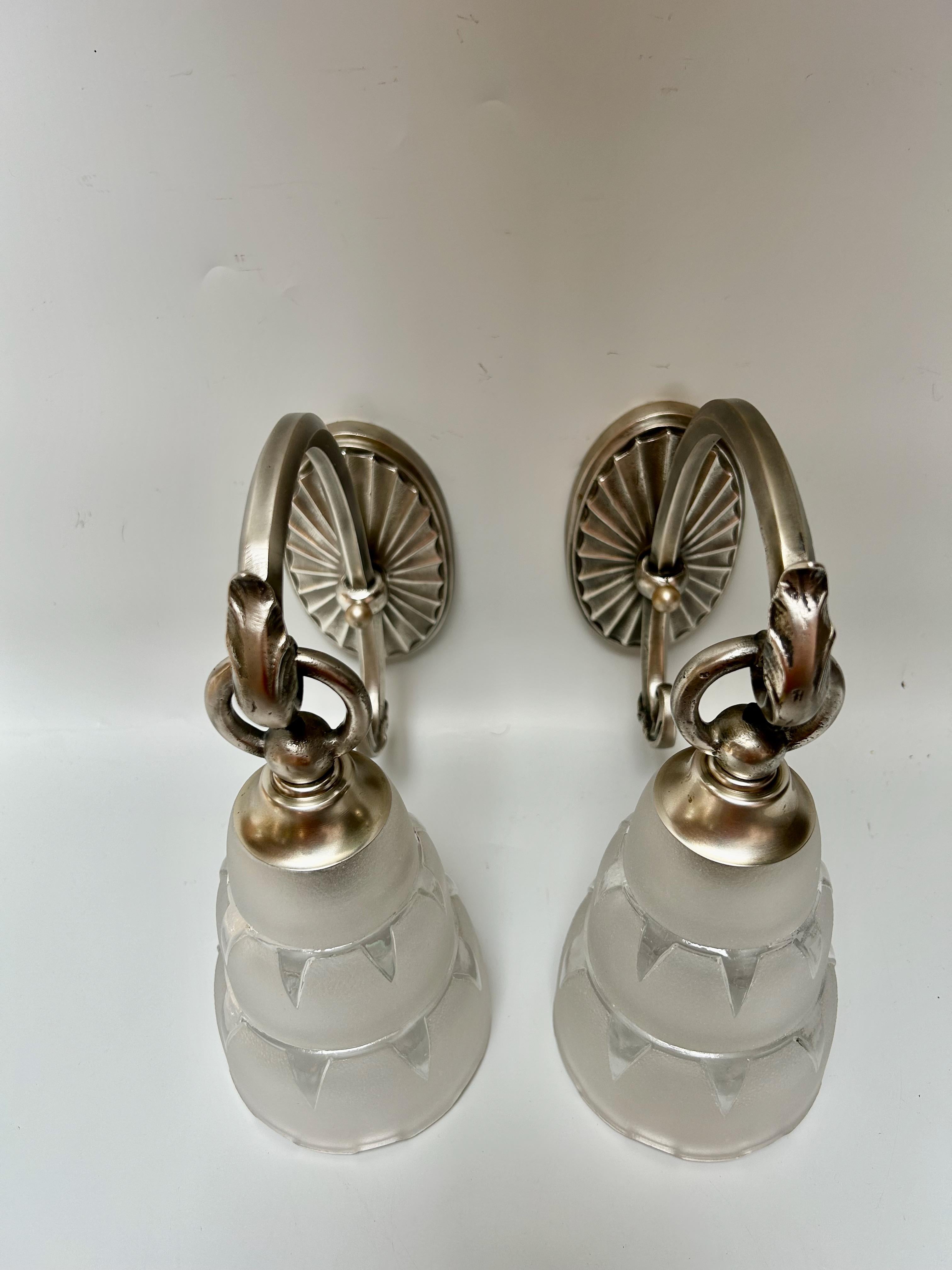 Bronze Paire d'appliques Wall&Deco circa 1940 en vente