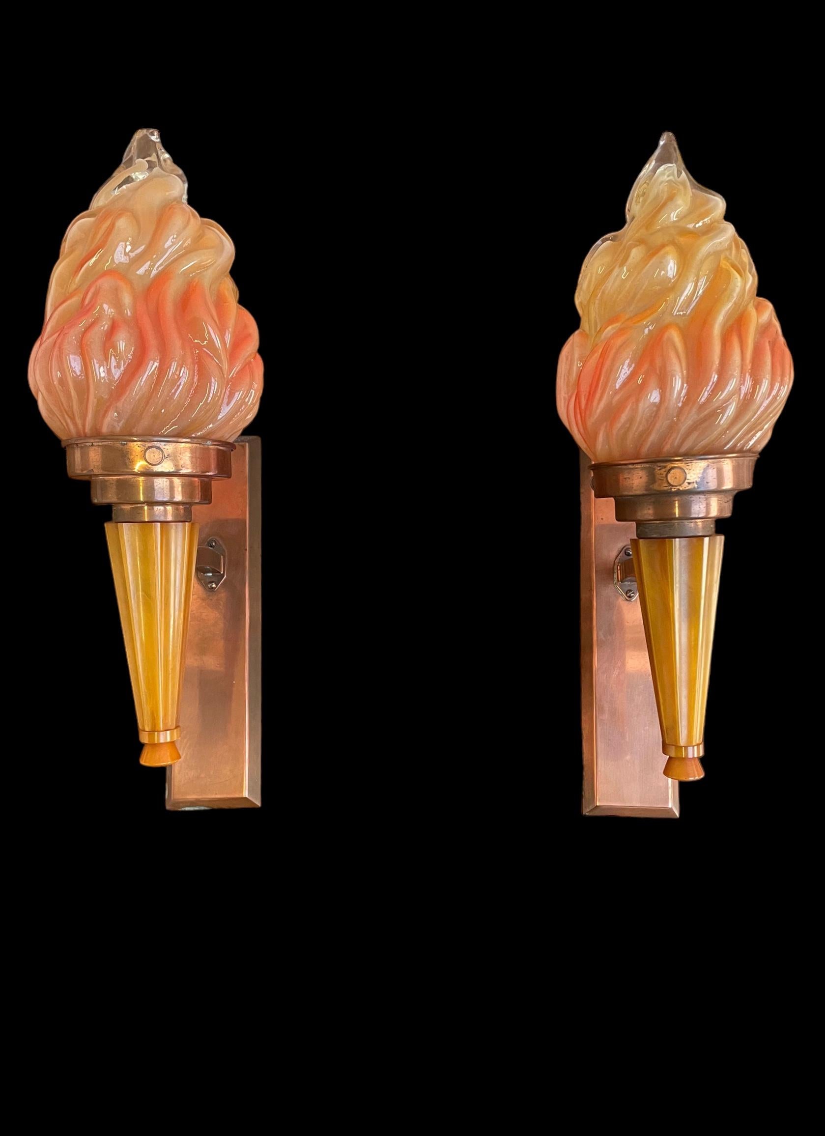 British Pair of Art Deco Wall Lights For Sale