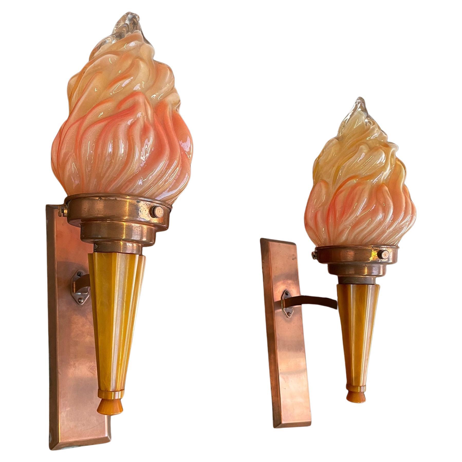 Pair of Art Deco Wall Lights For Sale