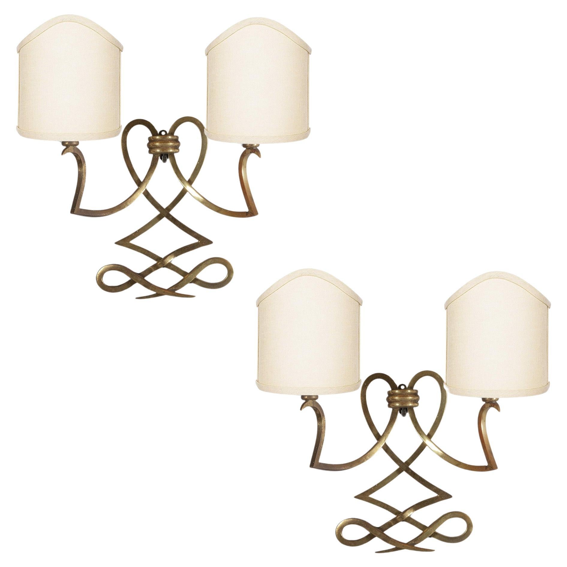 Ein Paar Art Deco Wall Lights im Stil von Raymond Subes
