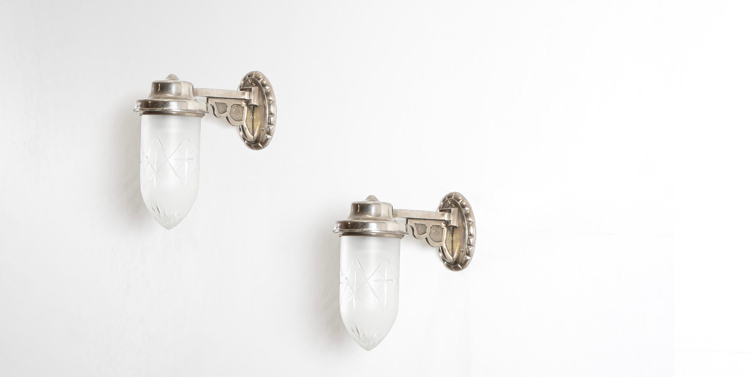 Pair of Art Deco Wall Lights, Norway, 1930s For Sale 2