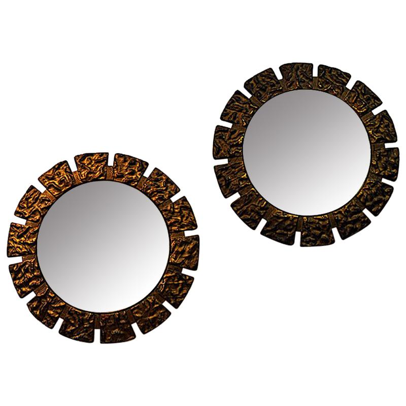 Pair of vintage Art Deco Wall Mirrors with Light from the 1930s, Scandinavia