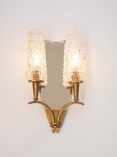 Paar Art Deco Wandleuchter - Bronze, Messing, Spiegel & Glas - Frankreich 1930er Jahre