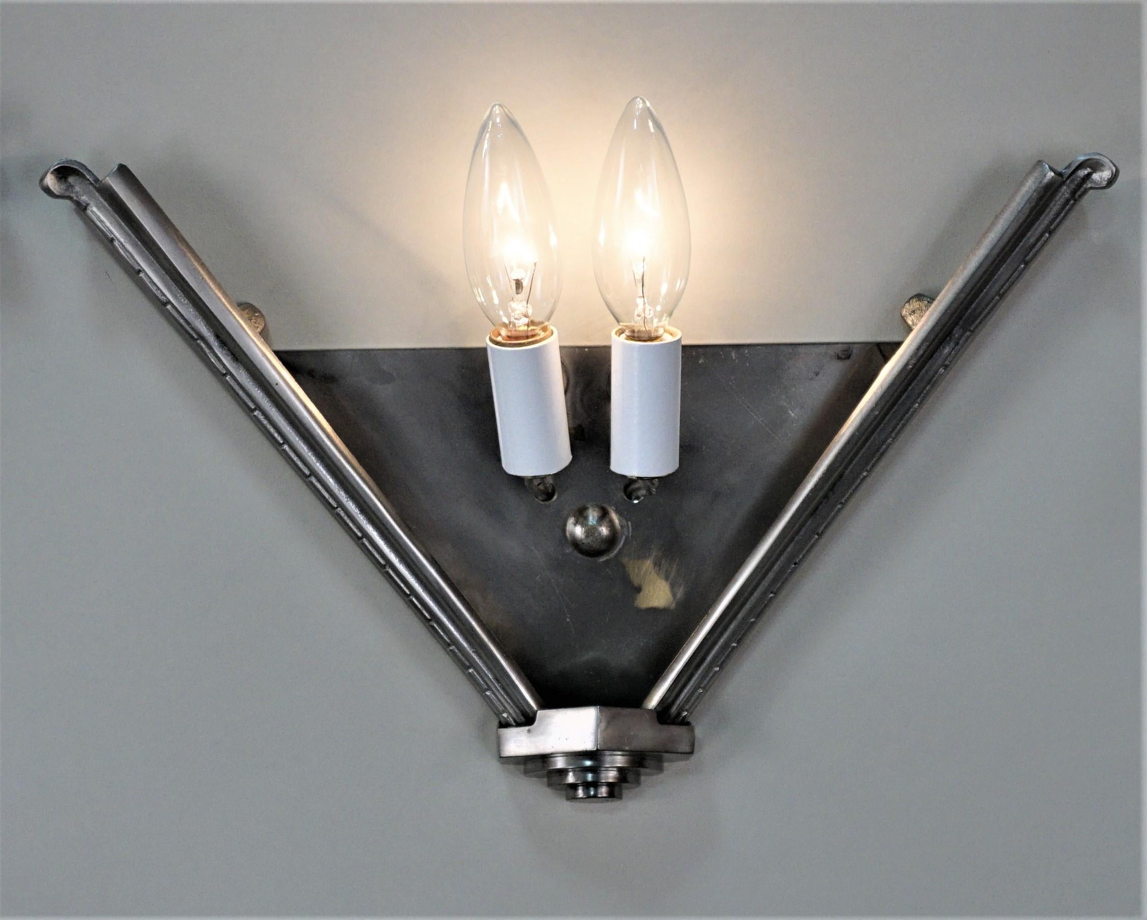 Mid-20th Century Pair of Art Deco Wall Sconces by Atelier Petite