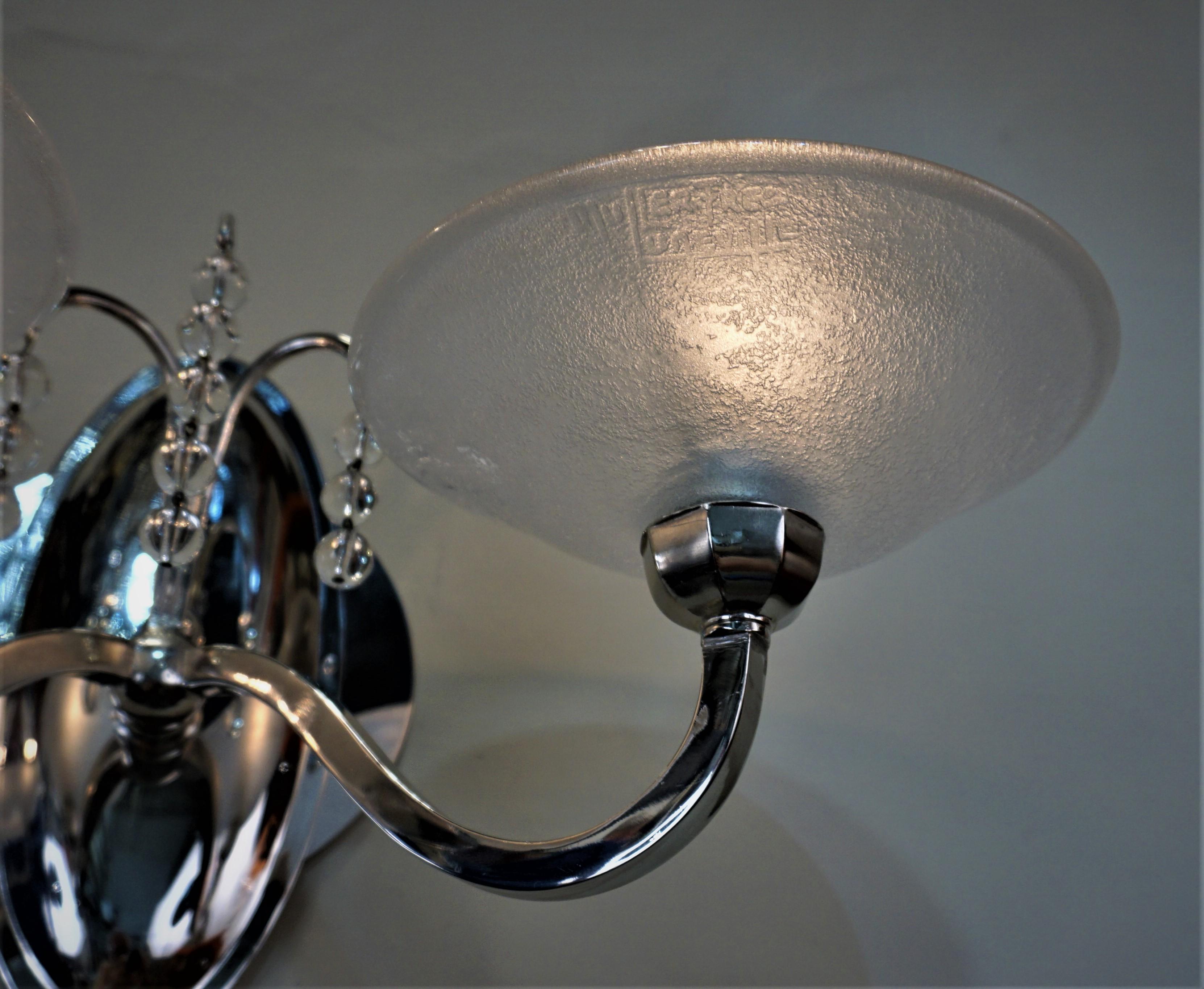 Vetro Coppia di lampade da parete Art Déco di I. Muller Freres
