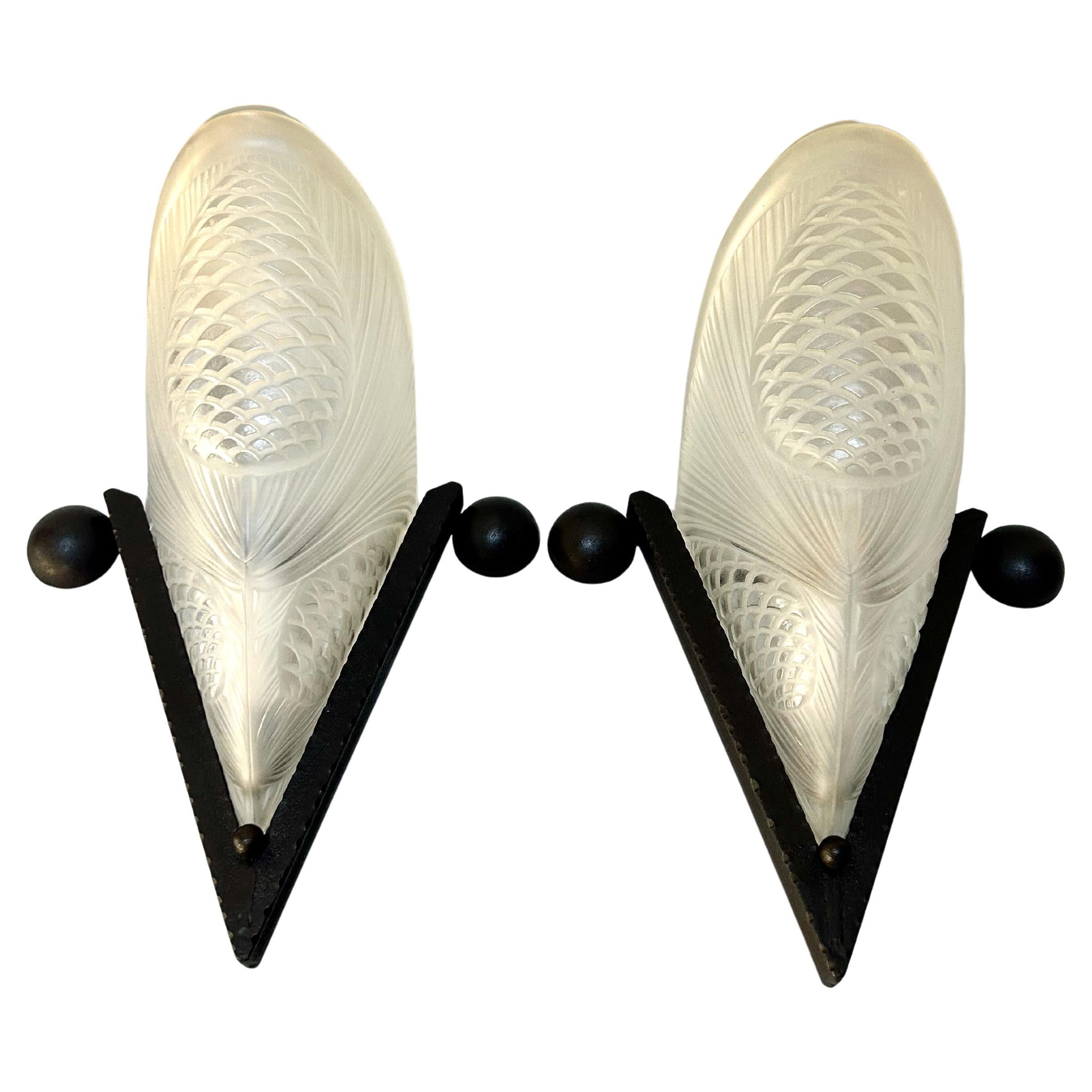 Pair of Art Deco wall sconces by SEVB For Sale