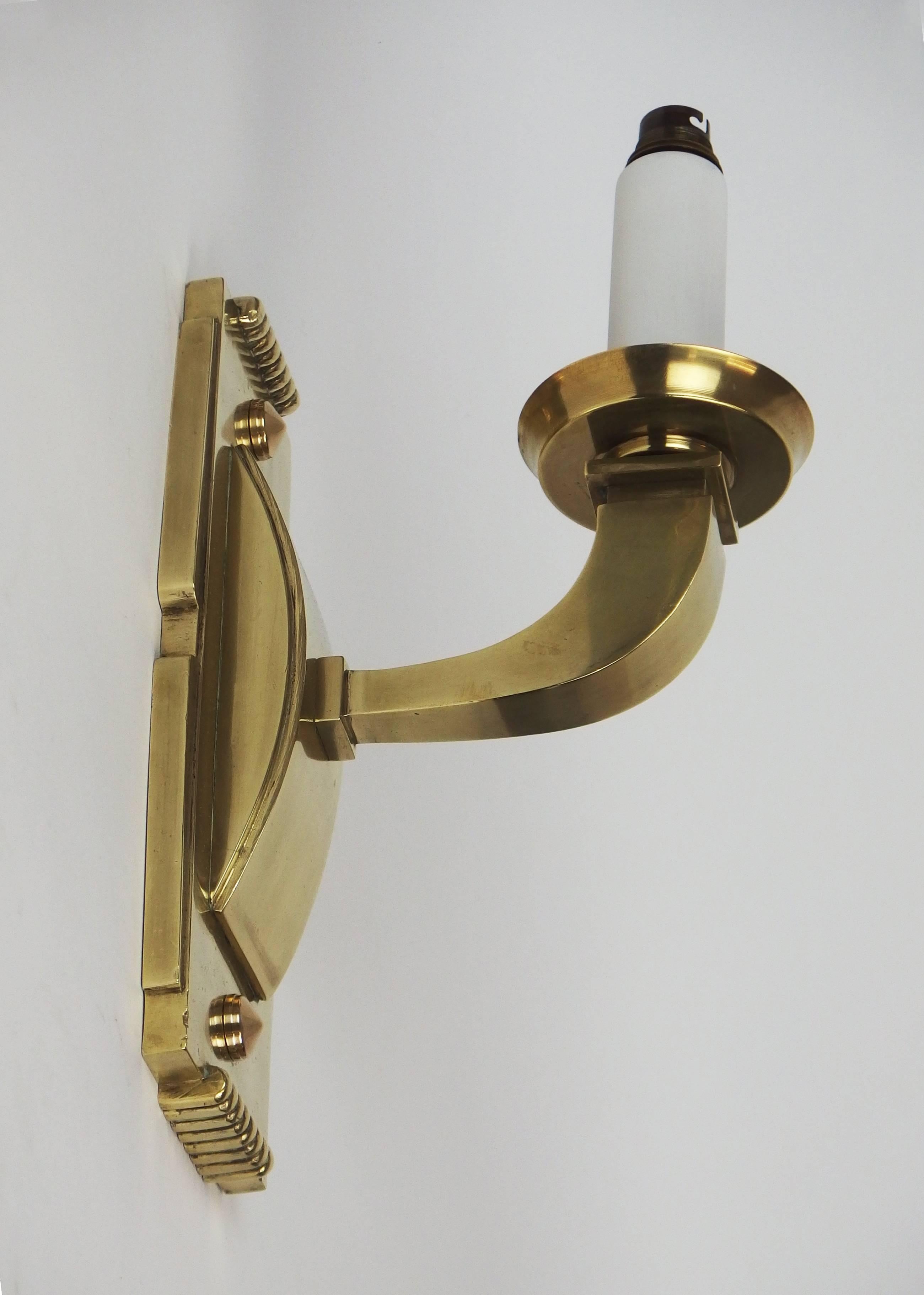 Brass Pair of Art Deco Wall Sconces