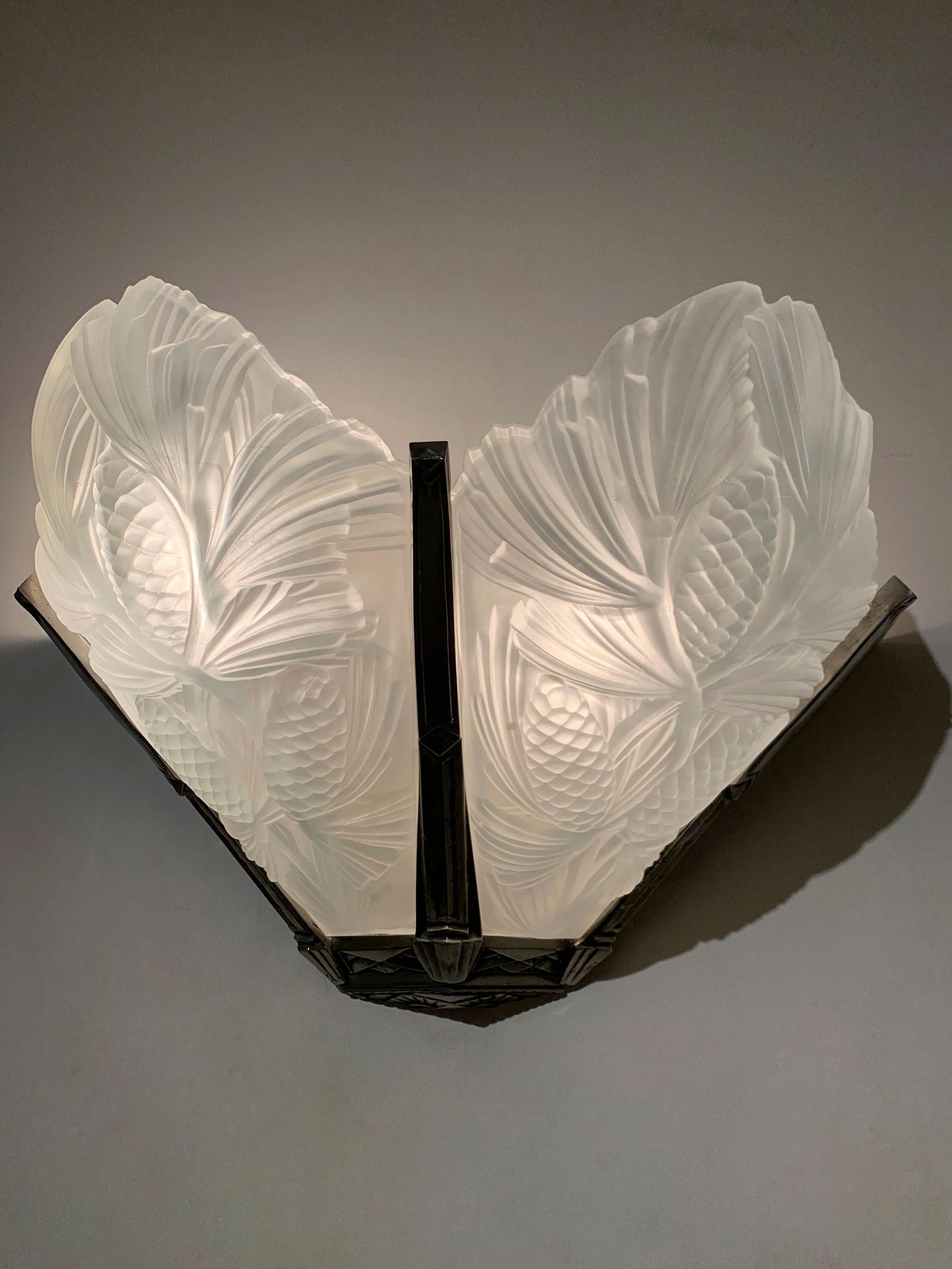 Coppia di lampade da parete Art Déco - Sabino - firmate 