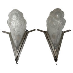 Pair of Art Deco Wall Sconces Signed Degué
