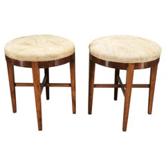 Pair of Art Deco Walnut and Beech Stools, Czechoslovakia, 1930s