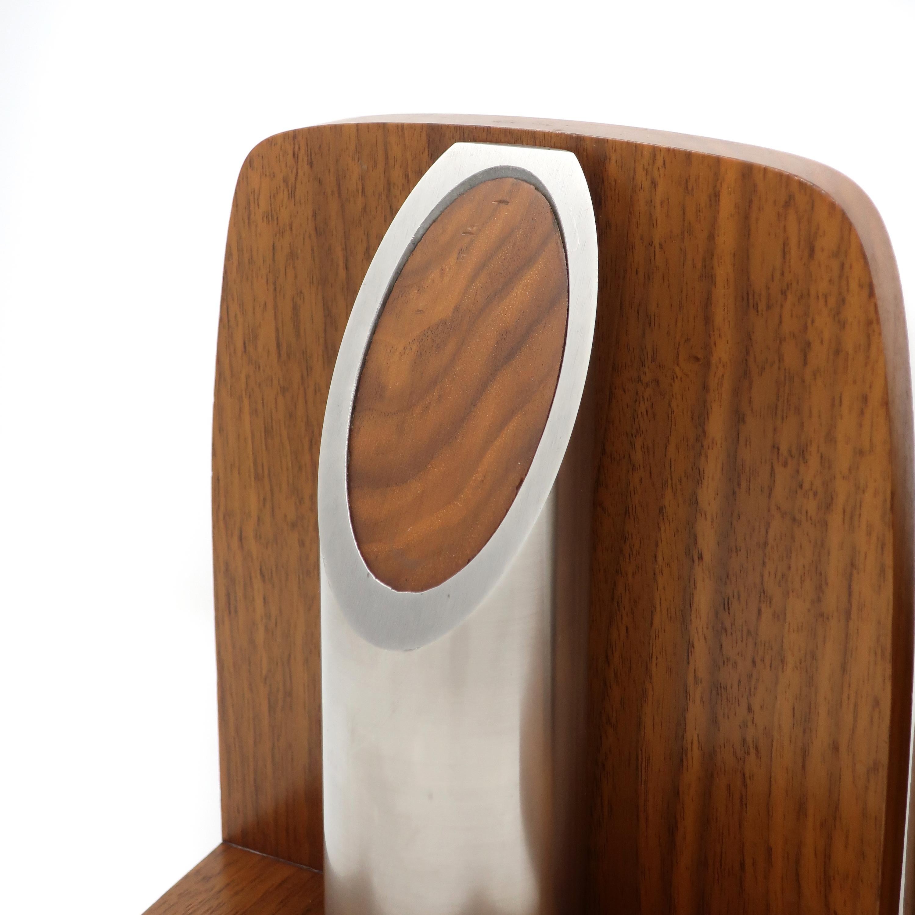 Pair of Art Deco Walnut and Polished Aluminum Bookends 1