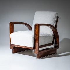 Pair of Art Deco Walnut Armchairs, 1920s