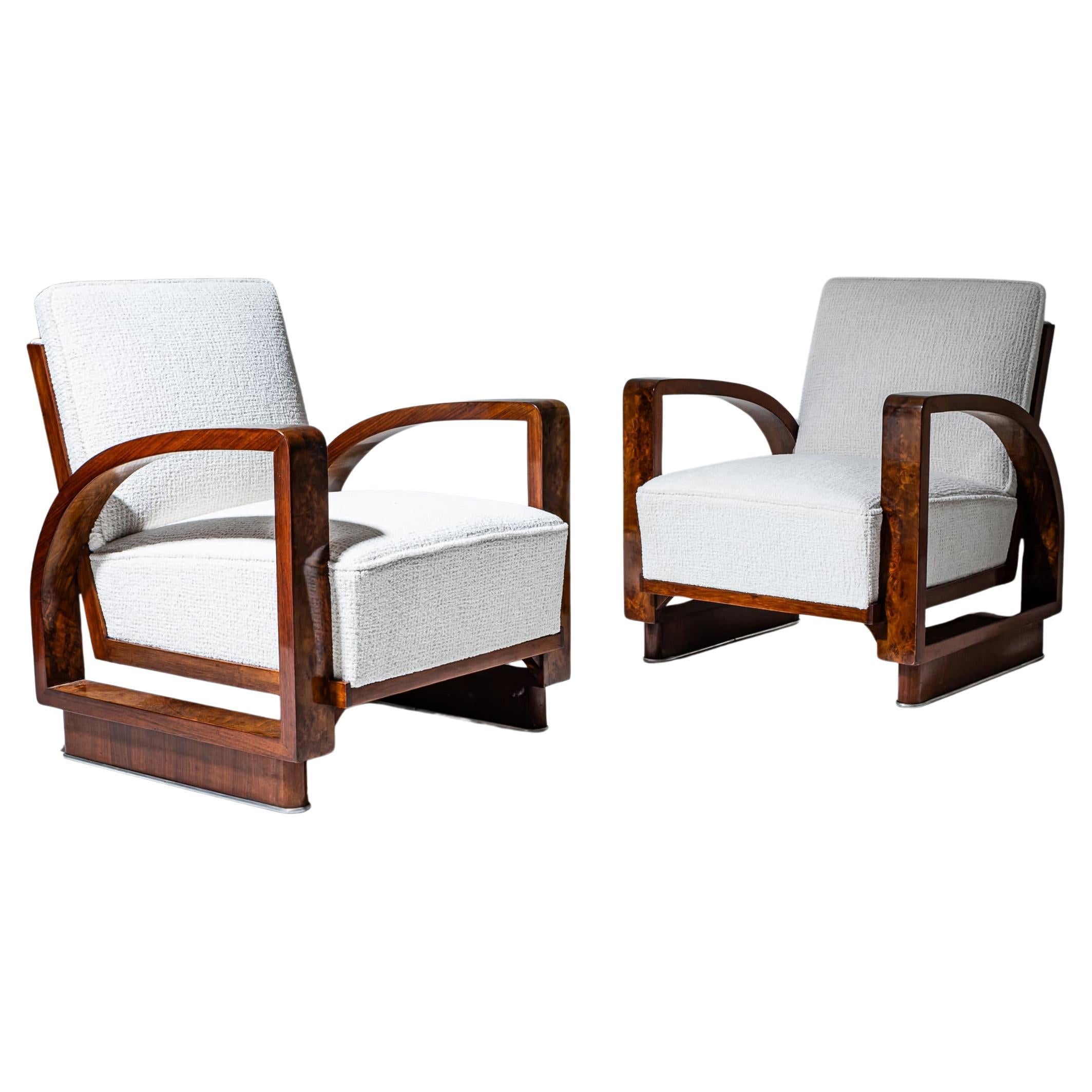 Paire de fauteuils Art Déco en noyer, années 1920