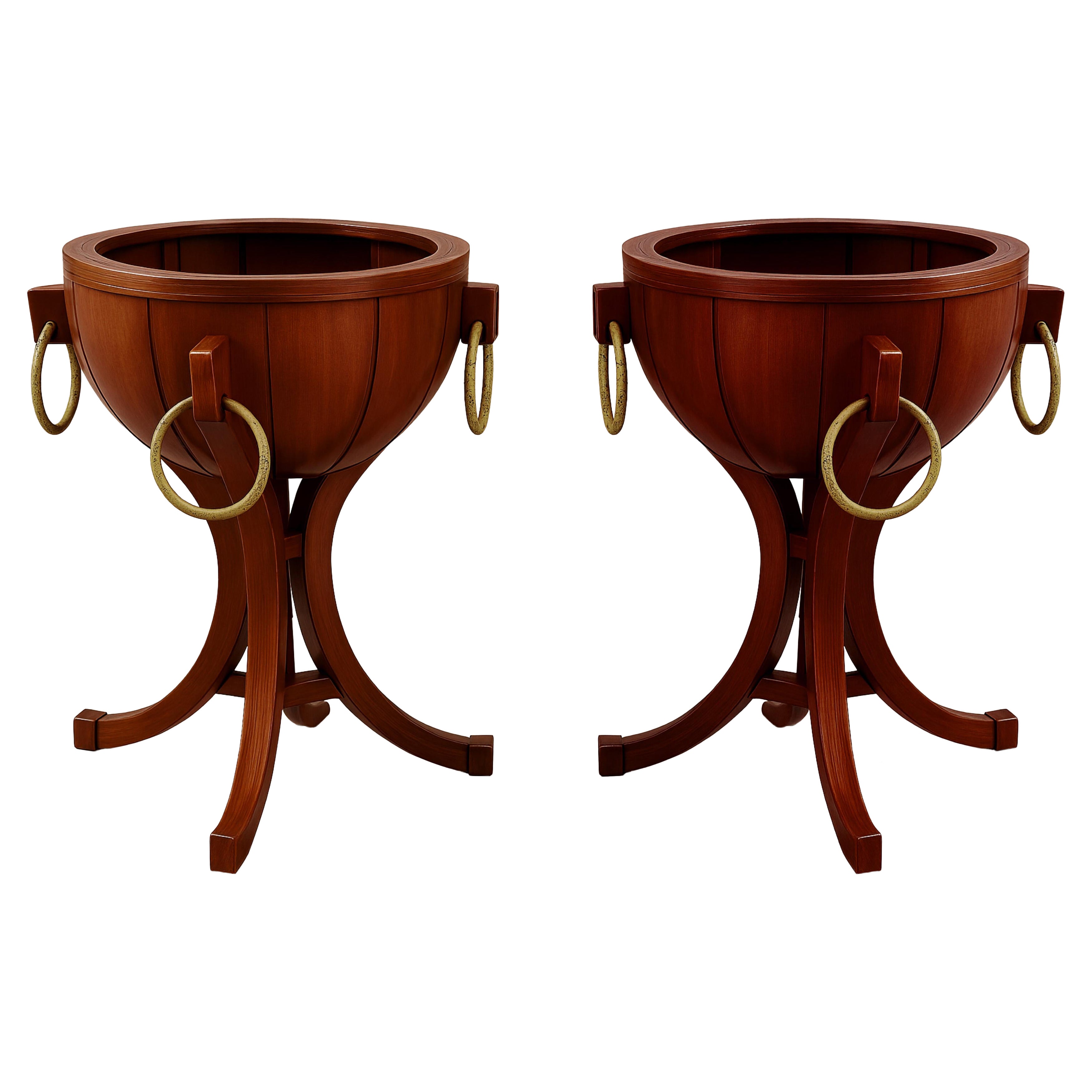 Paire de vases Art Déco en noyer, 20e siècle