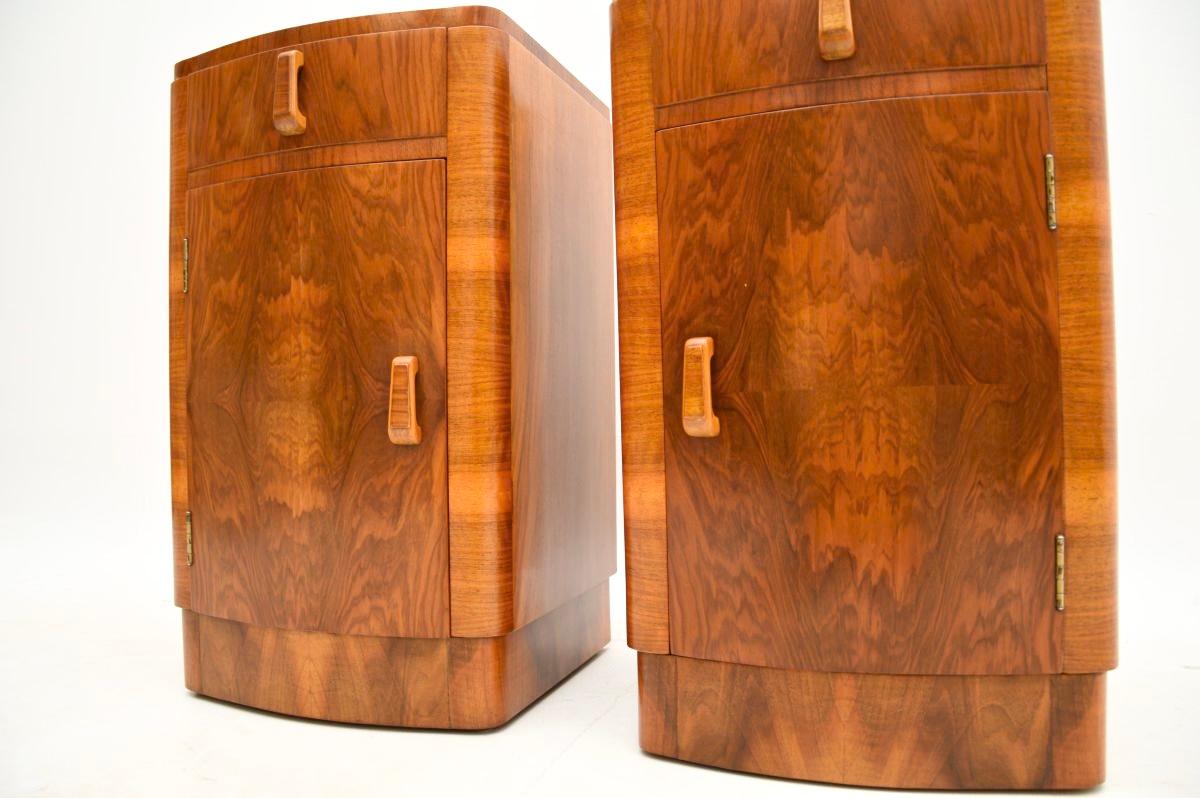 Pair of Art Deco Walnut Bedside Cabinets For Sale 5
