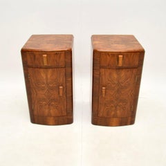 Pair of Art Deco Walnut Bedside Cabinets