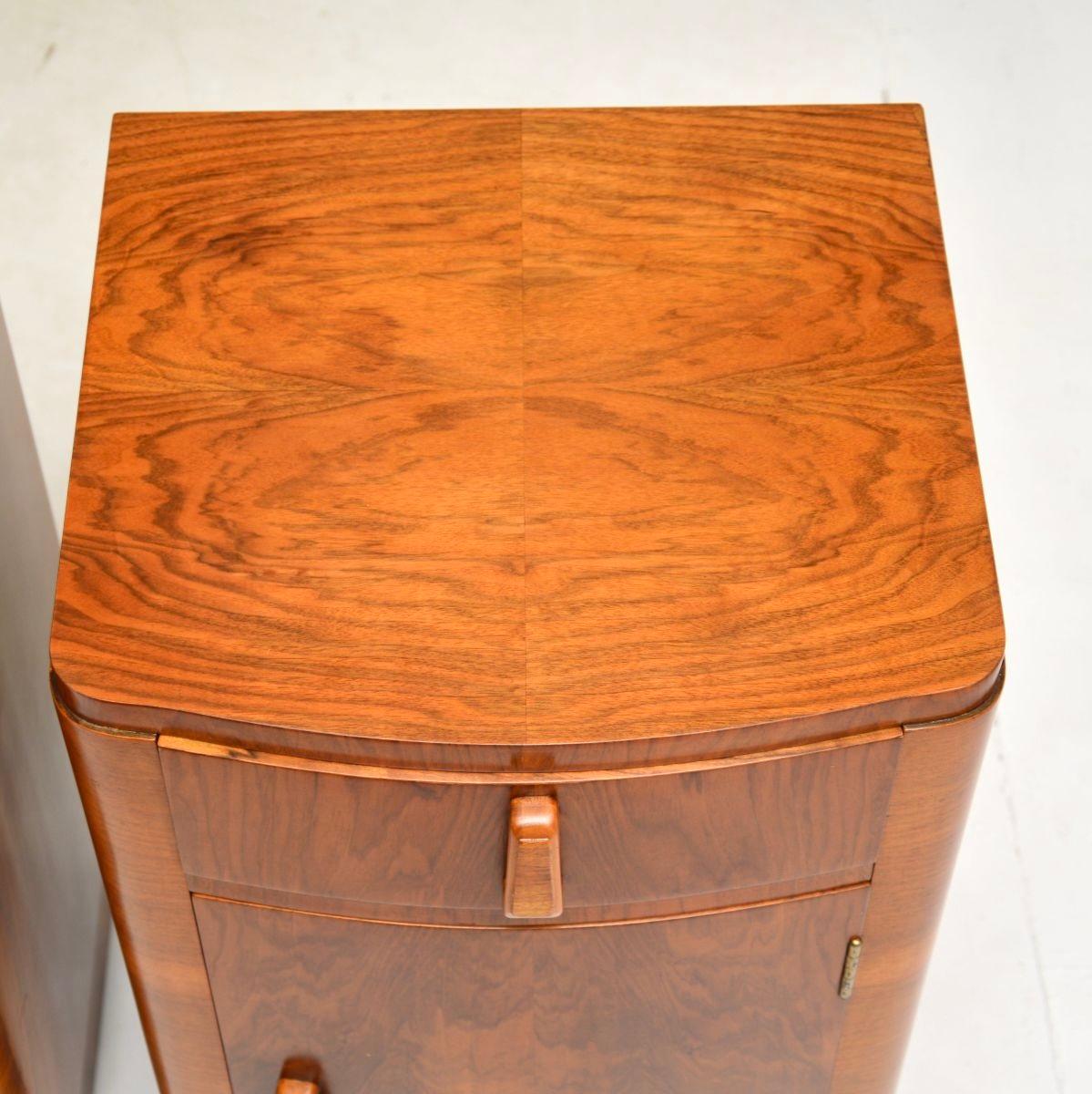 Pair of Art Deco Walnut Bedside Cabinets For Sale 3