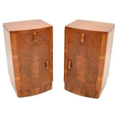 Vintage Pair of Art Deco Walnut Bedside Cabinets