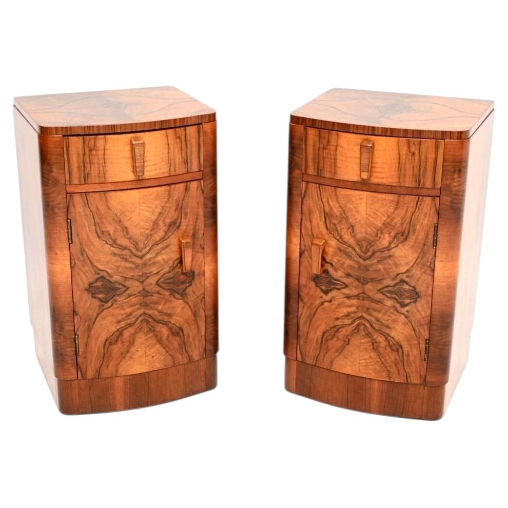 Pair of Art Deco Walnut Bedside Cabinets
