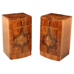 Pair of Art Deco Walnut Bedside Cabinets