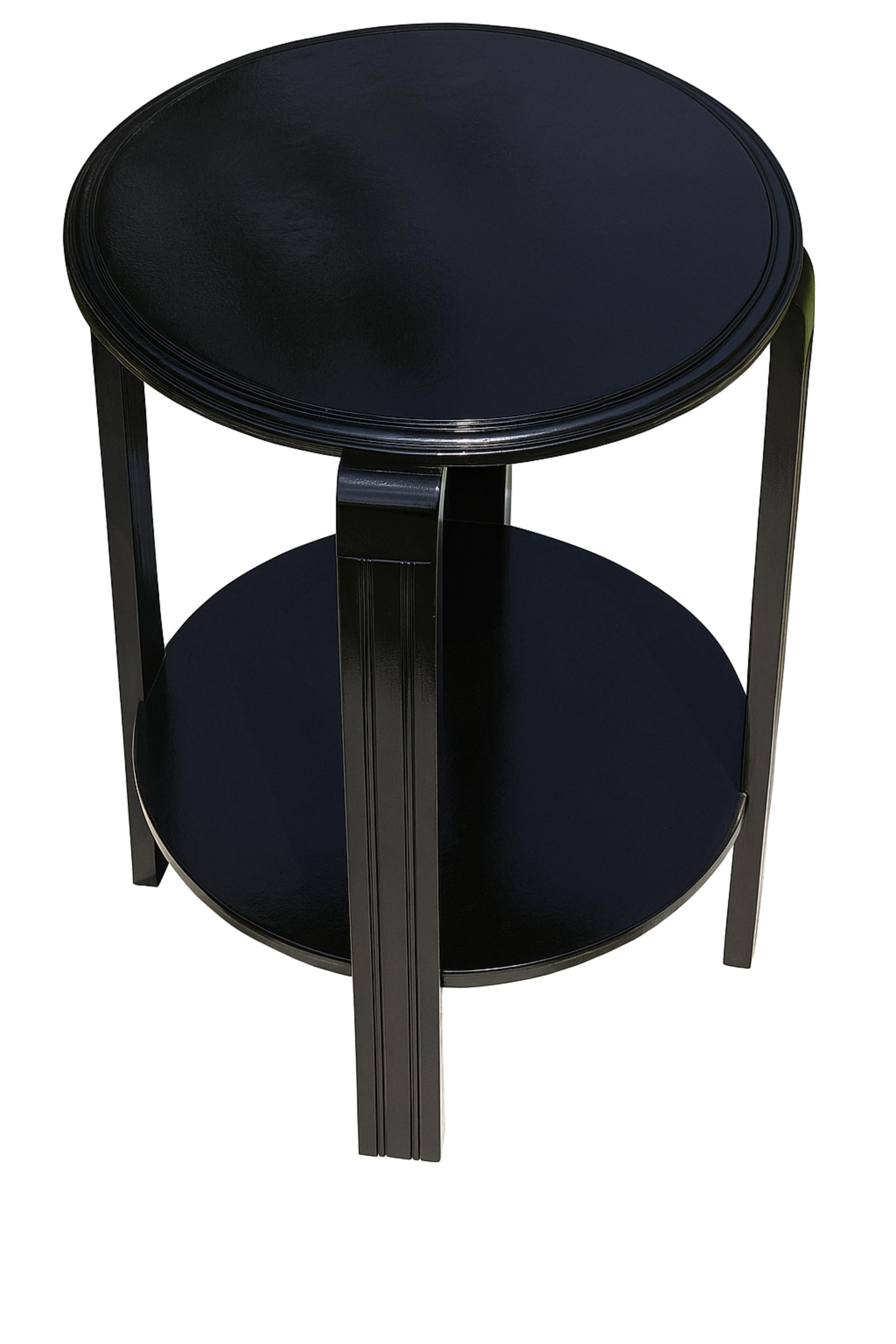 A pair of Art Deco Side Black Lacquer color Table with a varnish finish, ideal for any decor option.