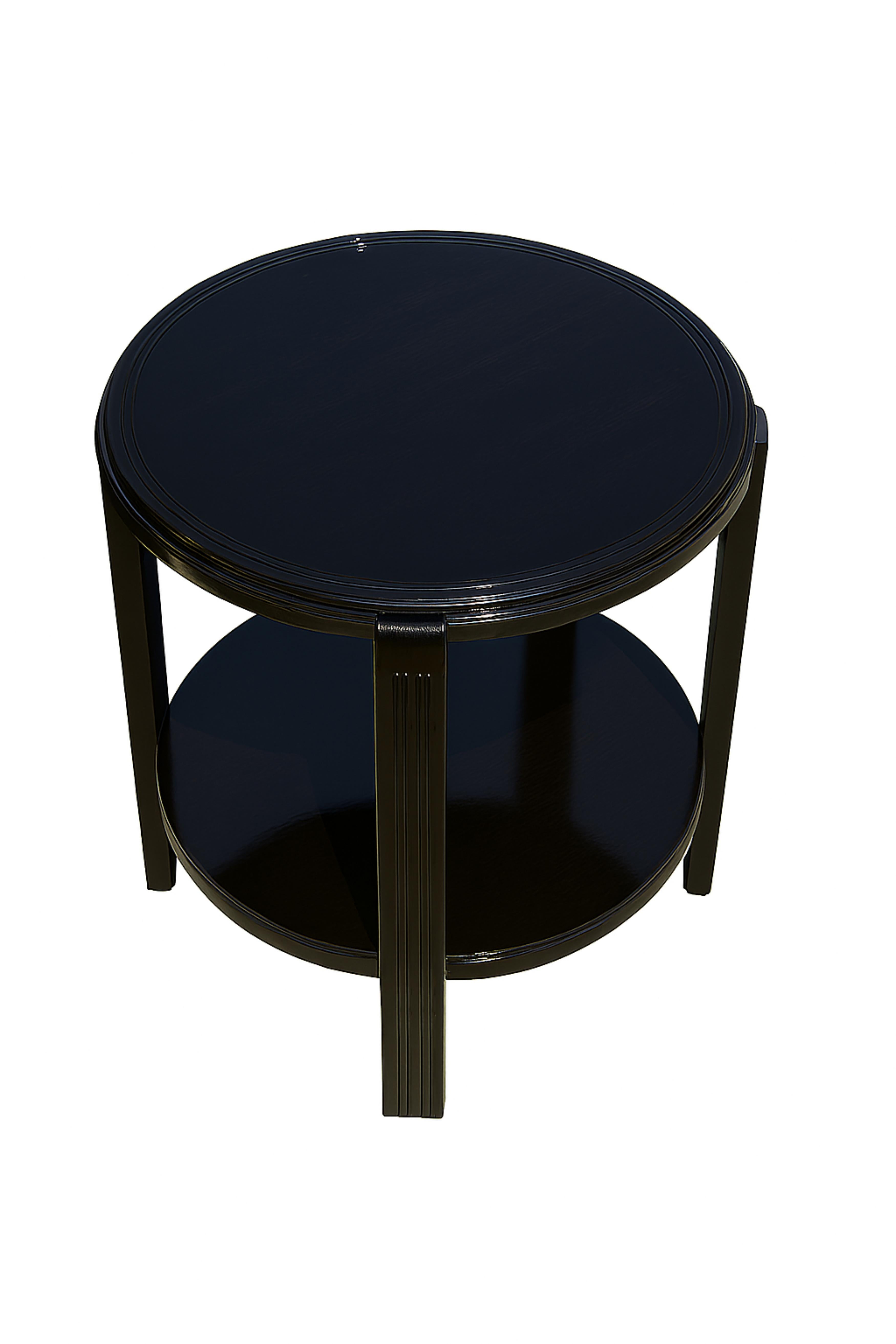 Pair Of Art Deco Walnut Black Lacquer Side Table, 20th Century For Sale 4