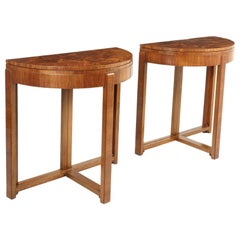 Pair of Art Deco Walnut Card / Console Tables