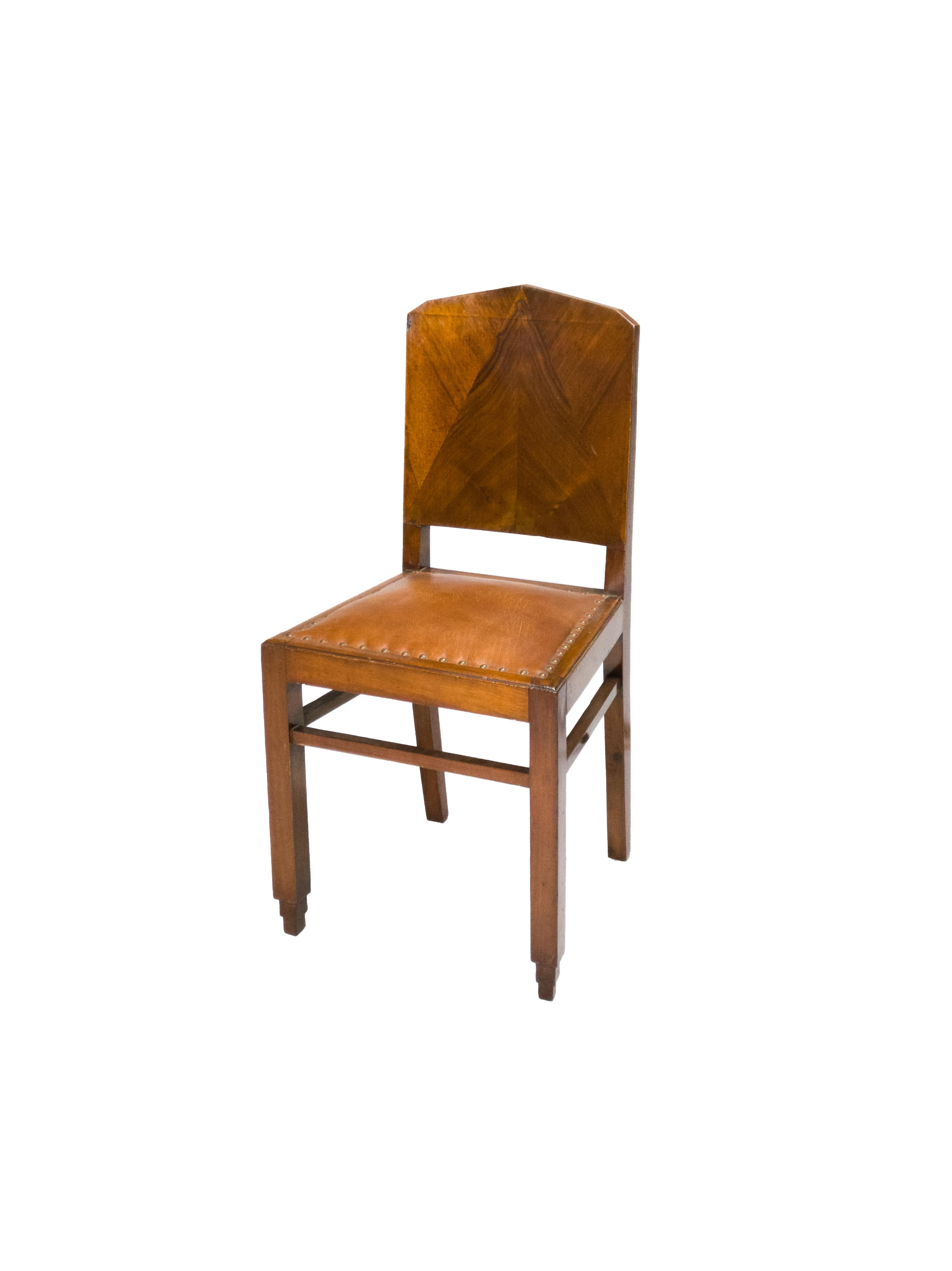Pareja de sillas Art Decó de nogal, 1939-1949, Siglo XX Metal en venta
