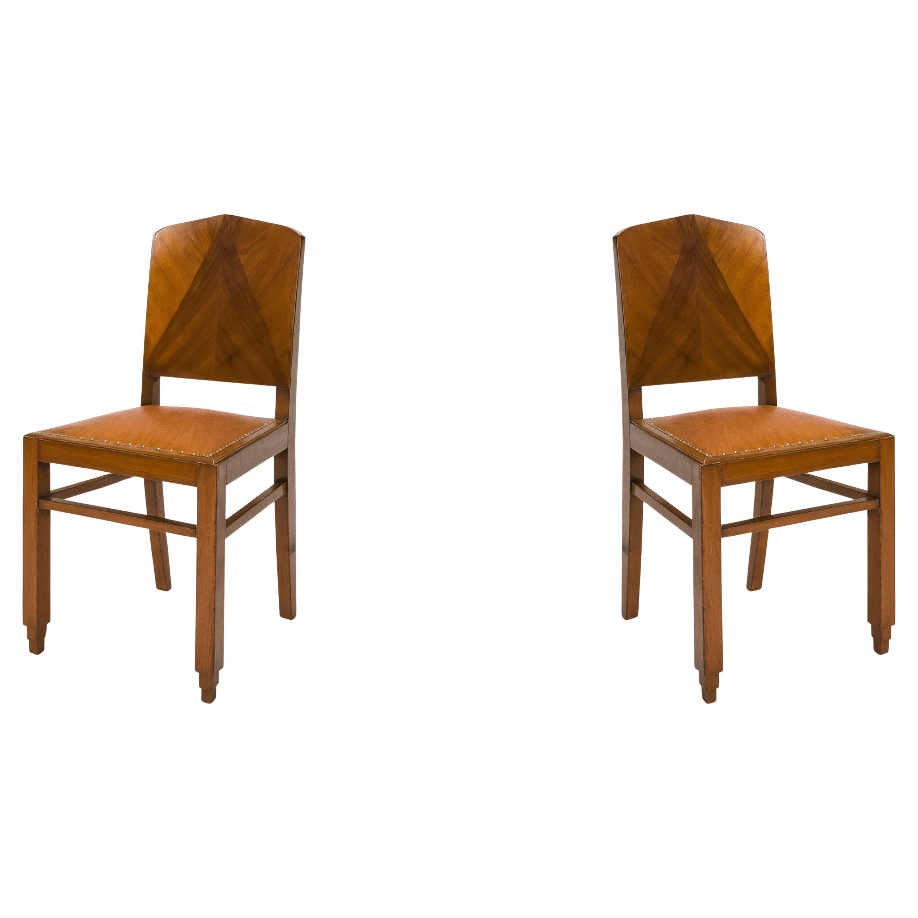 Pareja de sillas Art Decó de nogal, 1939-1949, Siglo XX en venta