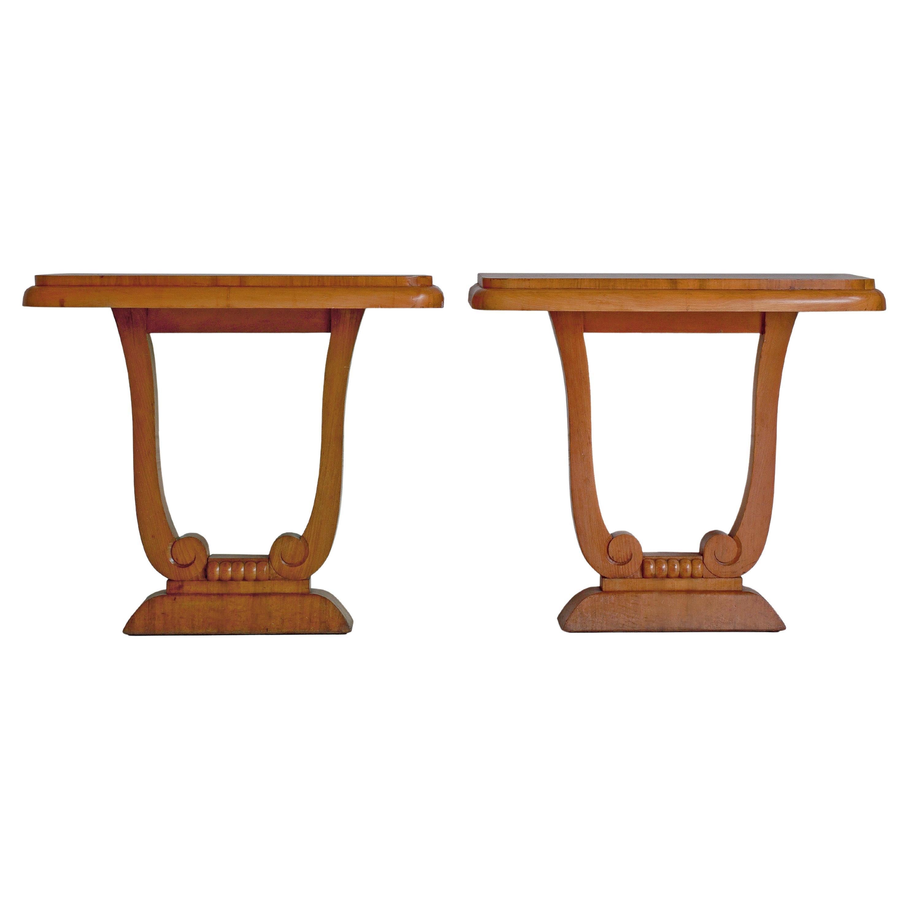 Pair of Art Deco Walnut Console Tables