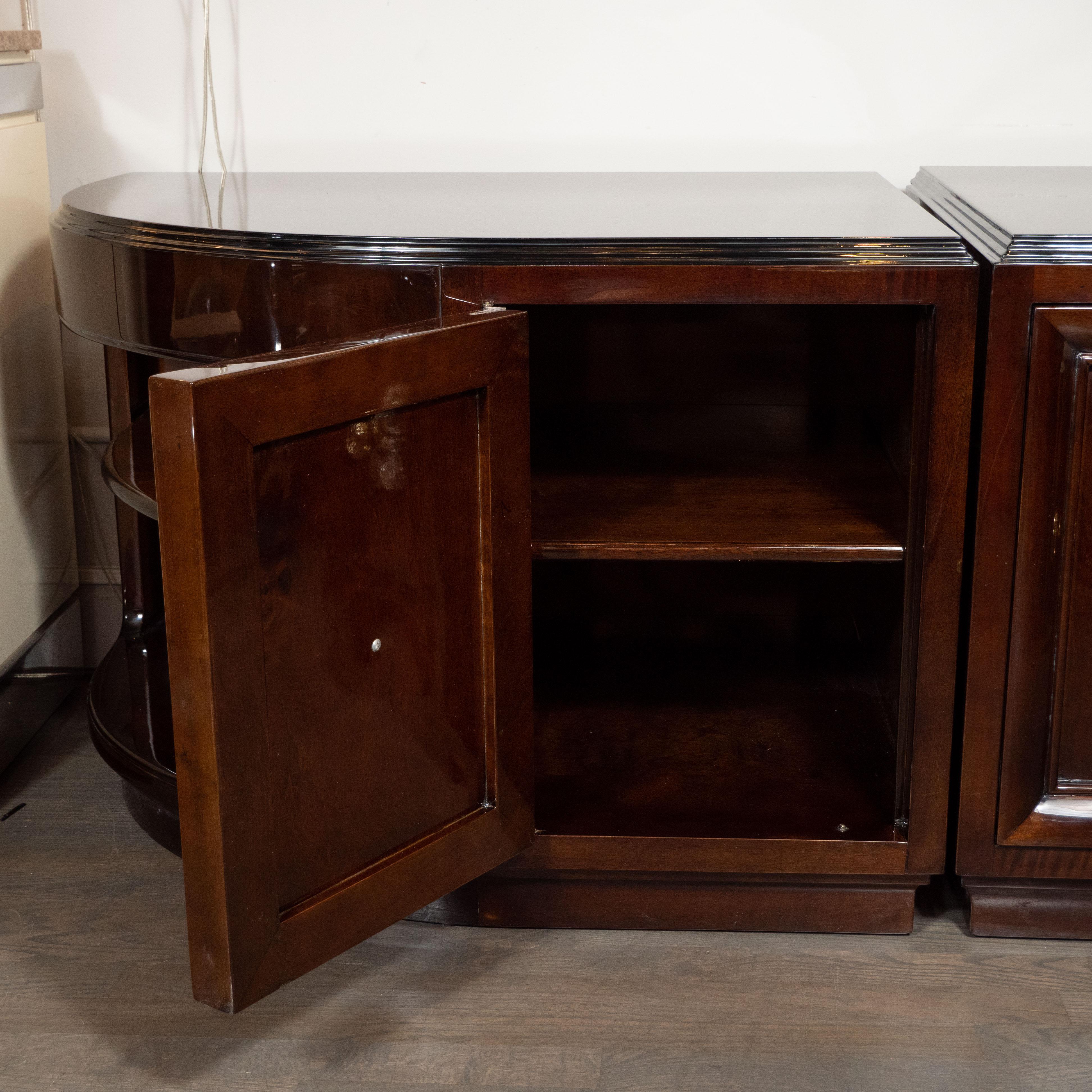 Gilt Pair of Art Deco Walnut End Tables/Nightstands with Gilded Pulls, Grosfeld House