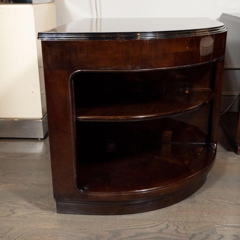 Pair of Art Deco Walnut End Tables/Nightstands with Gilded Pulls, Grosfeld House For Sale 1