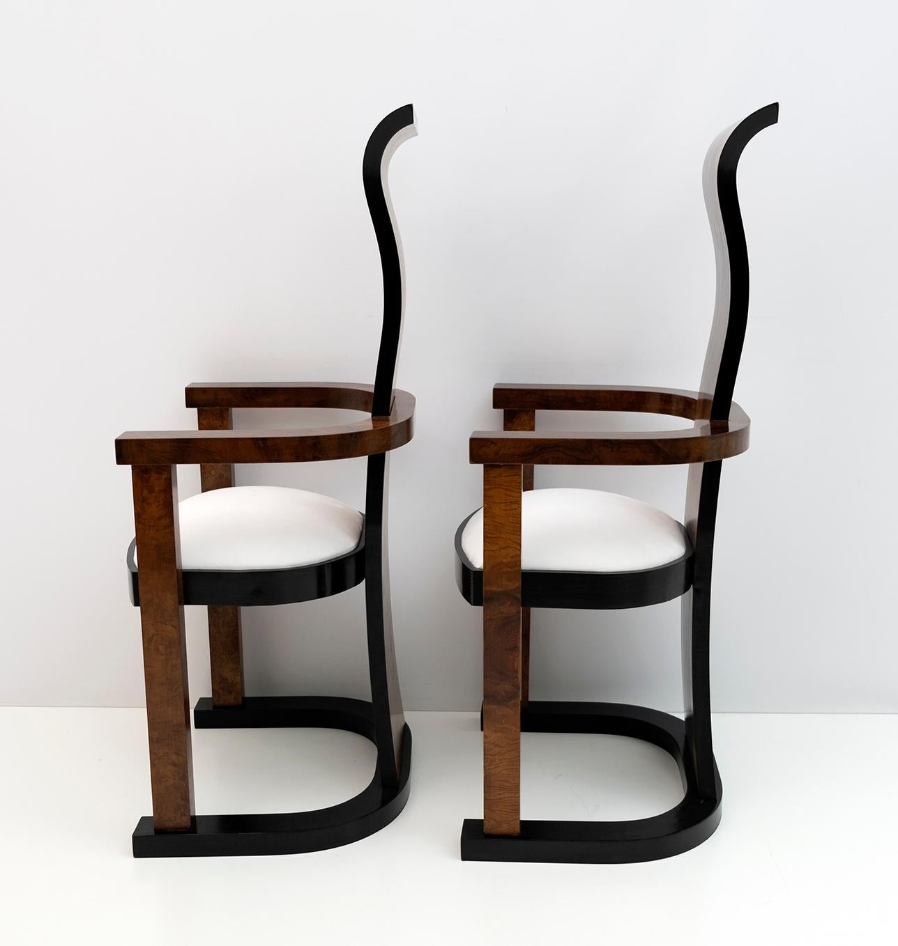Mid-20th Century Pair of Art Deco Walnut High Back Chairs