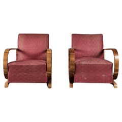 Pair of Art Deco Walnut Lounge Chairs