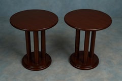 Pair of Art Deco Walnut Pedestal Tables, 20th Century