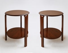 Pair Of Art Deco Walnut Side Table, 20th Century