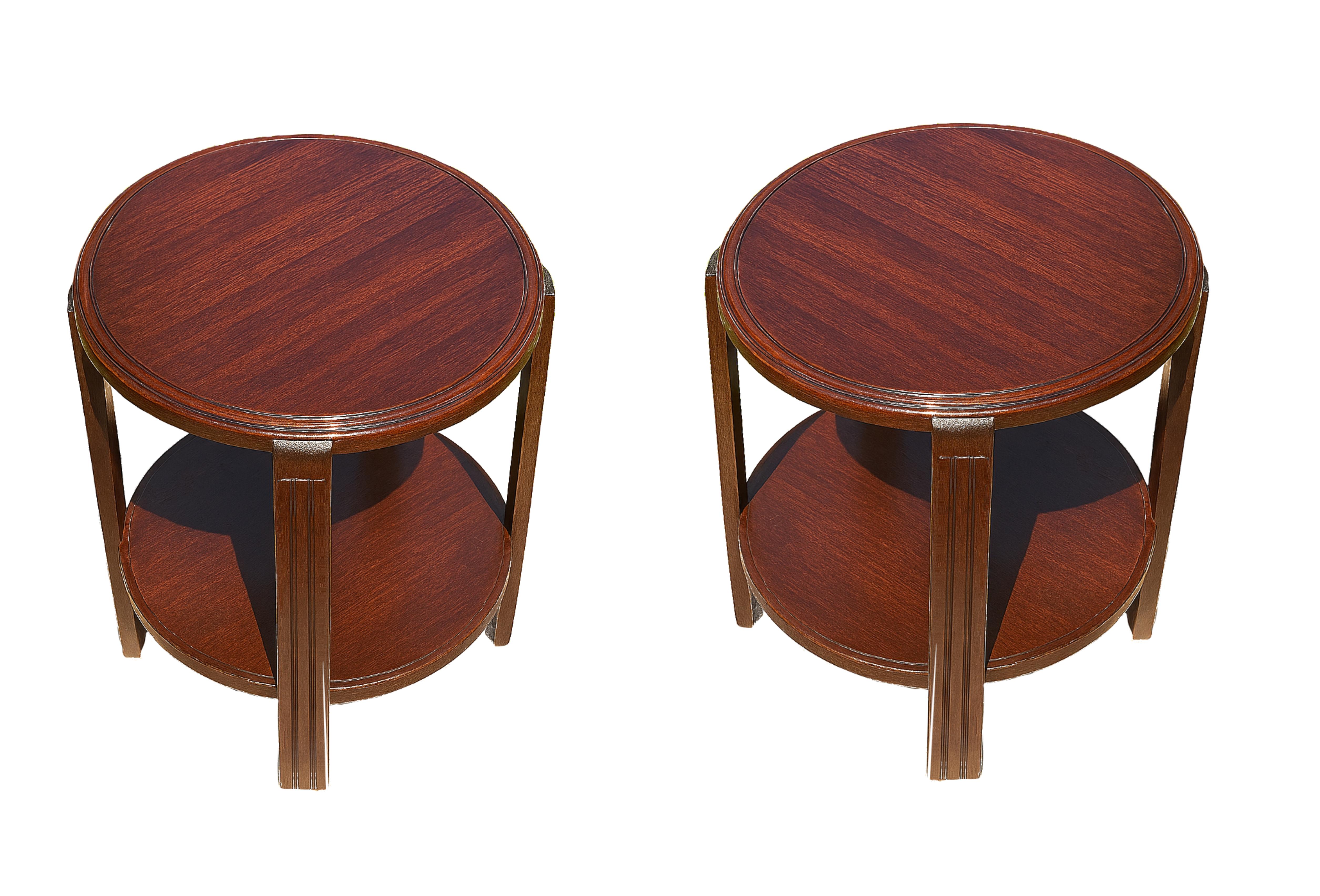 French Pair Of Art Deco Walnut Side Table, 20th Century For Sale