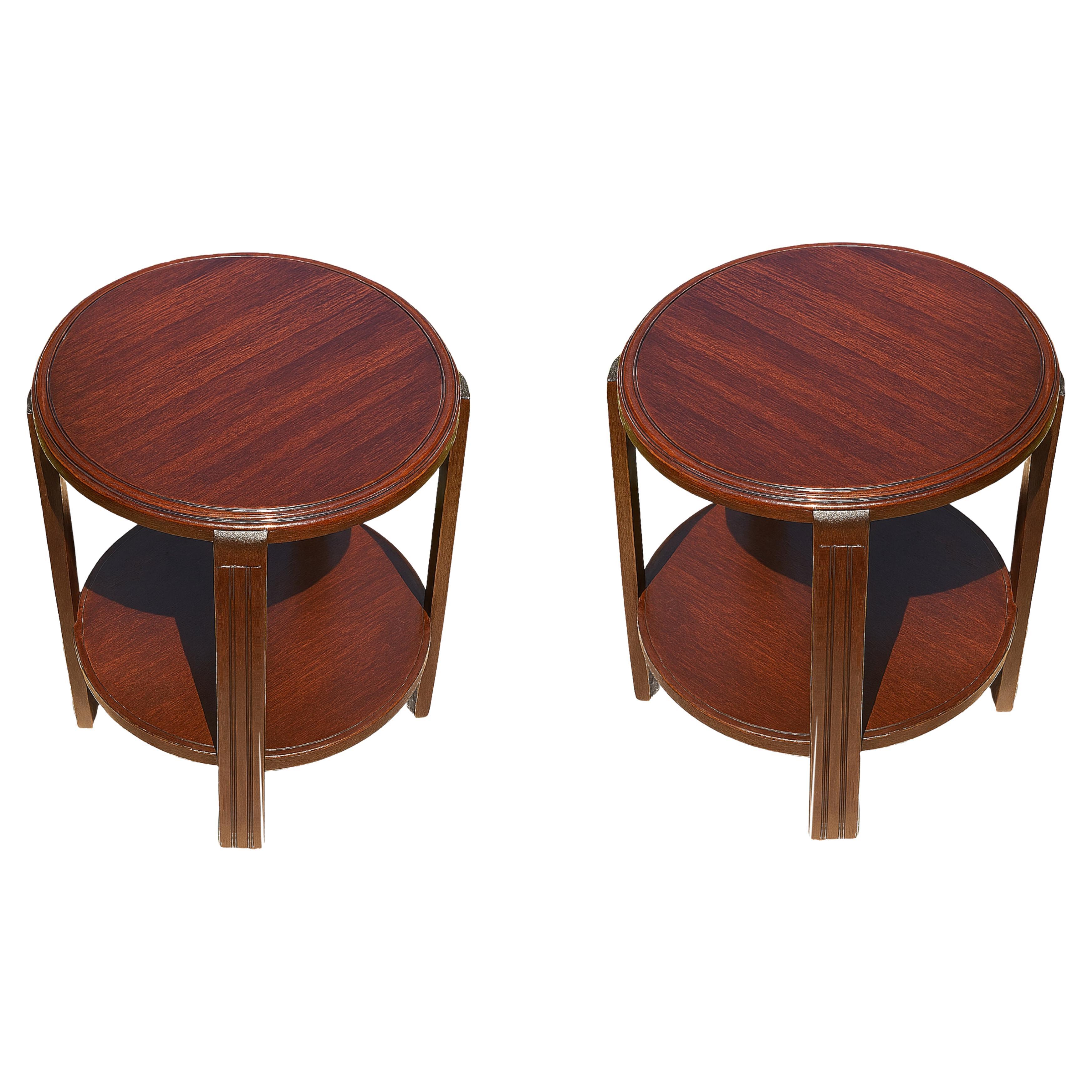 Pair Of Art Deco Walnut Side Table, 20th Century For Sale