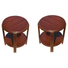 Pair Of Art Deco Walnut Side Table, 20th Century