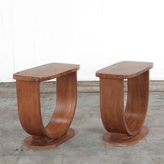 Pair of Art Deco Walnut Side Tables, 1940s