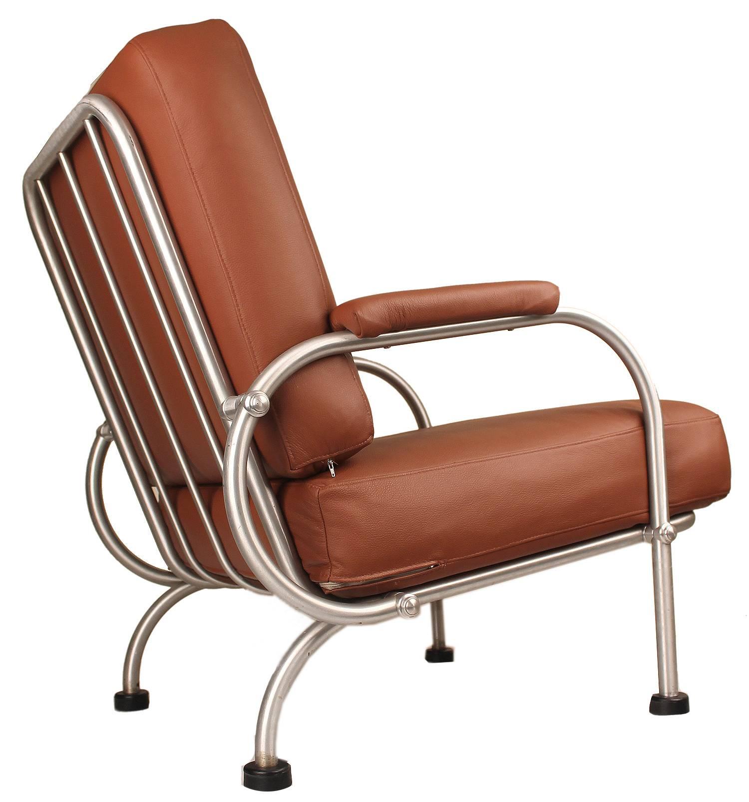 Aluminum  Pair of 1930s Art Deco Warren McArthur Lounge Chairs For Sale