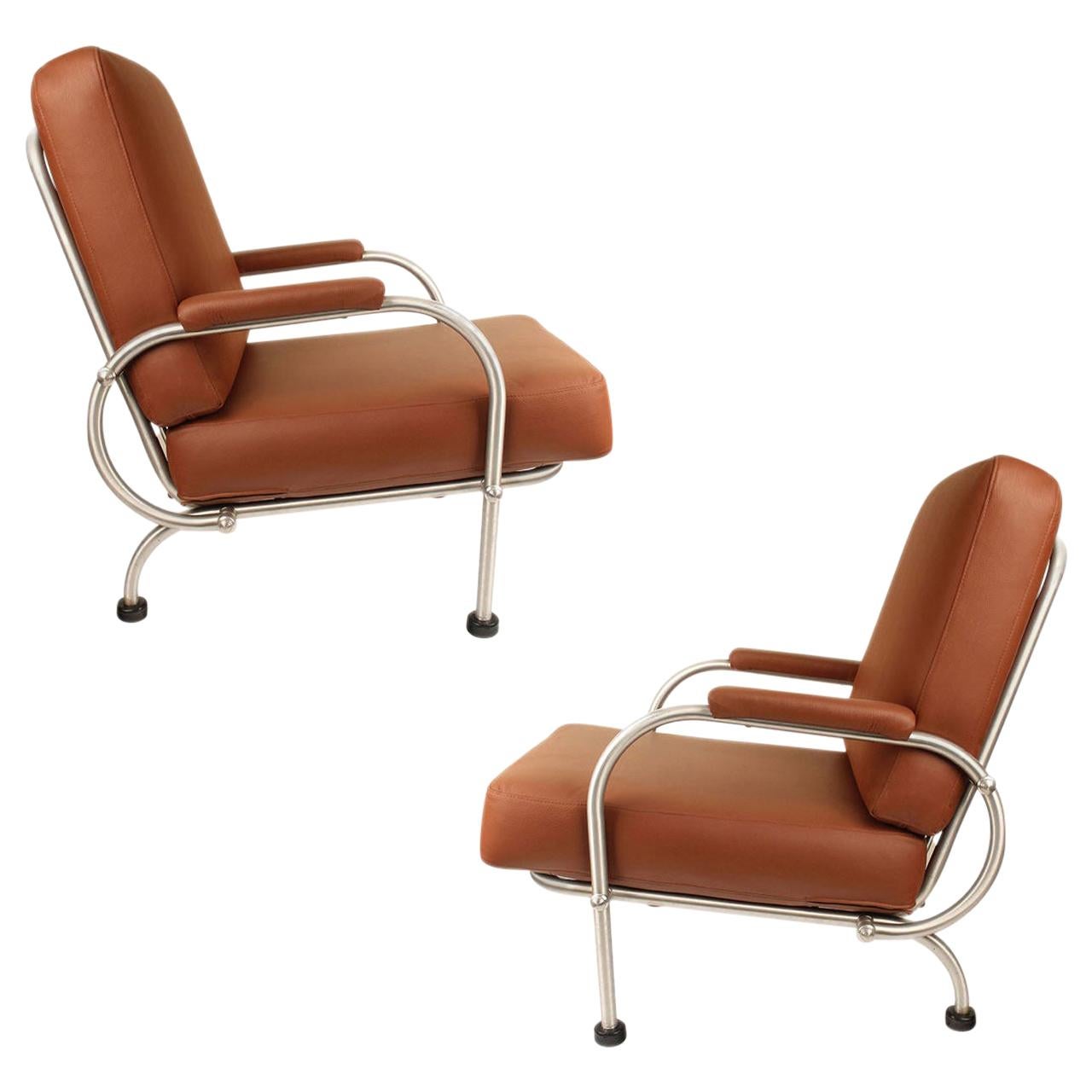  Pair of 1930s Art Deco Warren McArthur Lounge Chairs For Sale