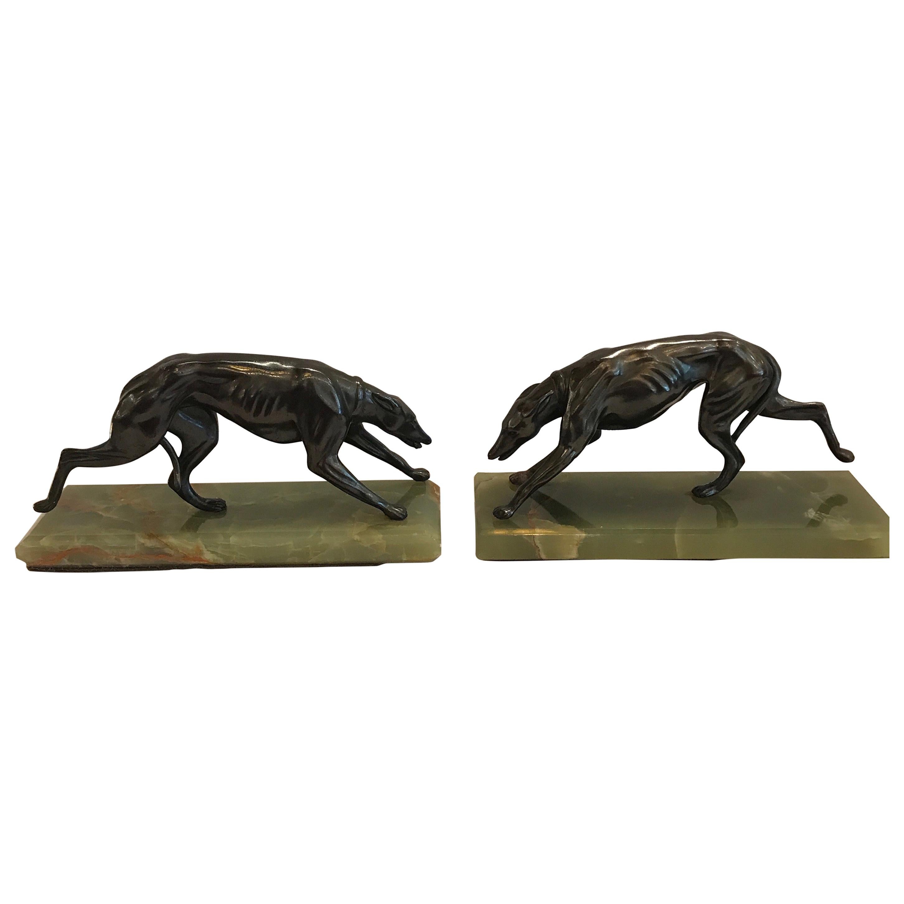 Pair of Art Deco Whippet Motif Bookends