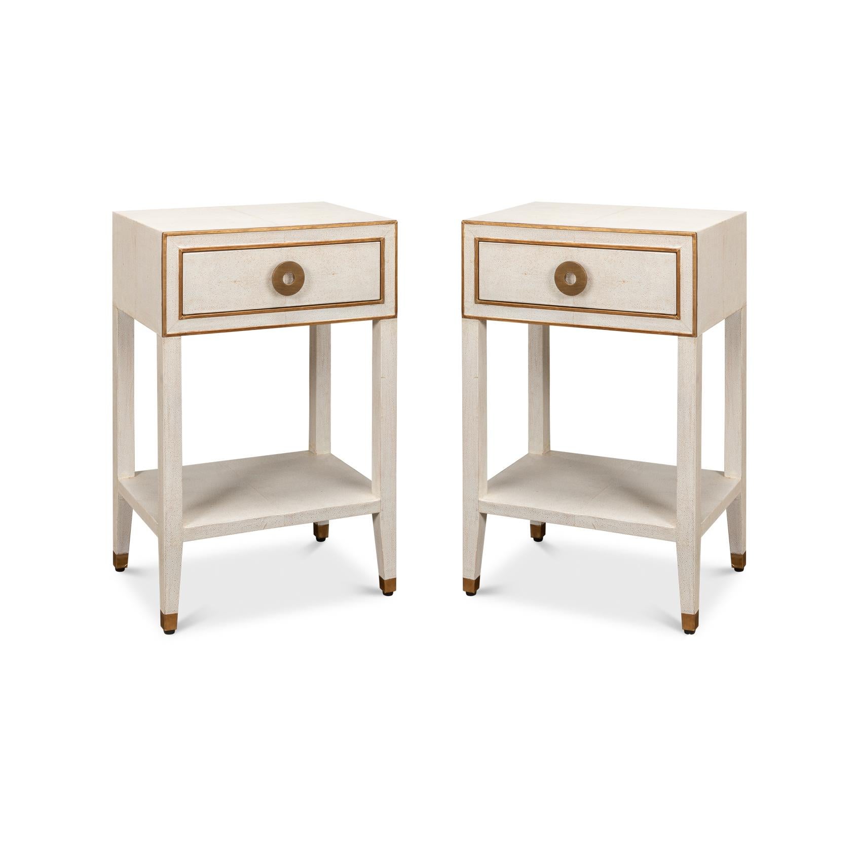 Pair of Art Deco White Nightstands