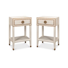 Pair of Art Deco White Nightstands