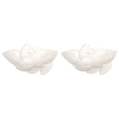 Pair of Art Deco White Plaster Sconces Wall Lamps Attr. Adnet, France circa 1935