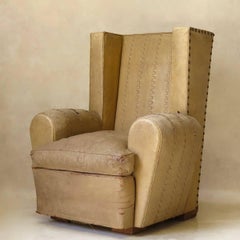 Paire de fauteuils club à dossier Wingback Art Déco, France, circa 1940s